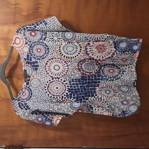 The Limited small short sleeve blouse. red, white & blue